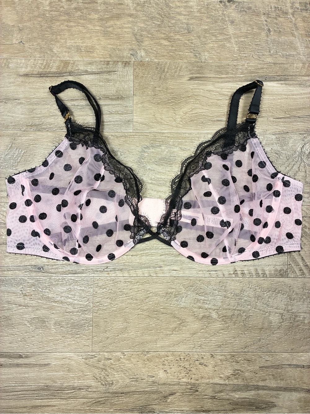 Victoria Secret Polka Dot Sheer Unlined Demi Lace Bra